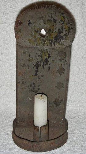 Tin Single Candle Wall Sconce, c. 1840