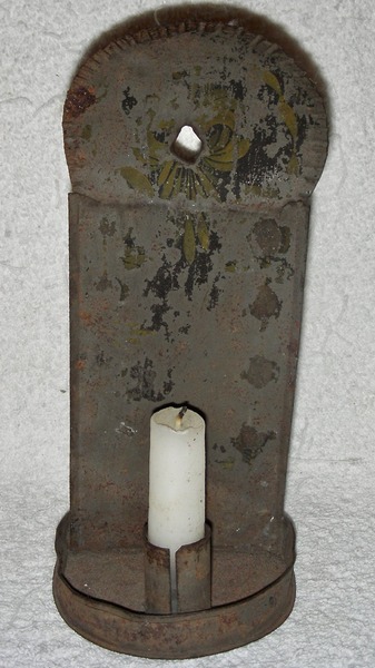 Tin Single Candle Wall Sconce, c. 1840