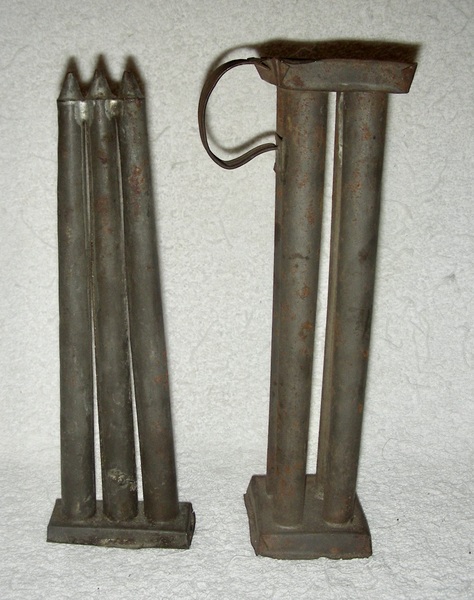 3 & 4 Tube Tin Candle Molds, 19th C.