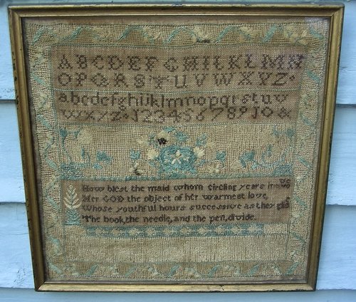 Small Cross Stitch Sampler w/ Verse c.1820