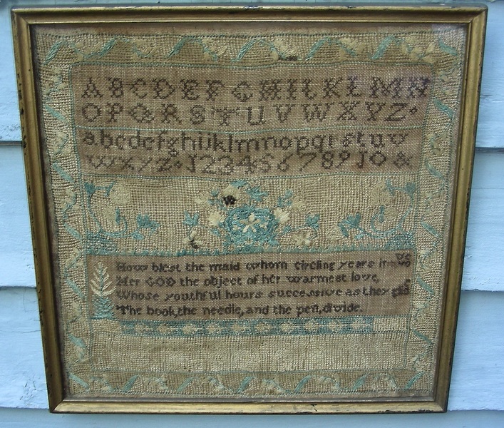 Small Cross Stitch Sampler w/ Verse c.1820