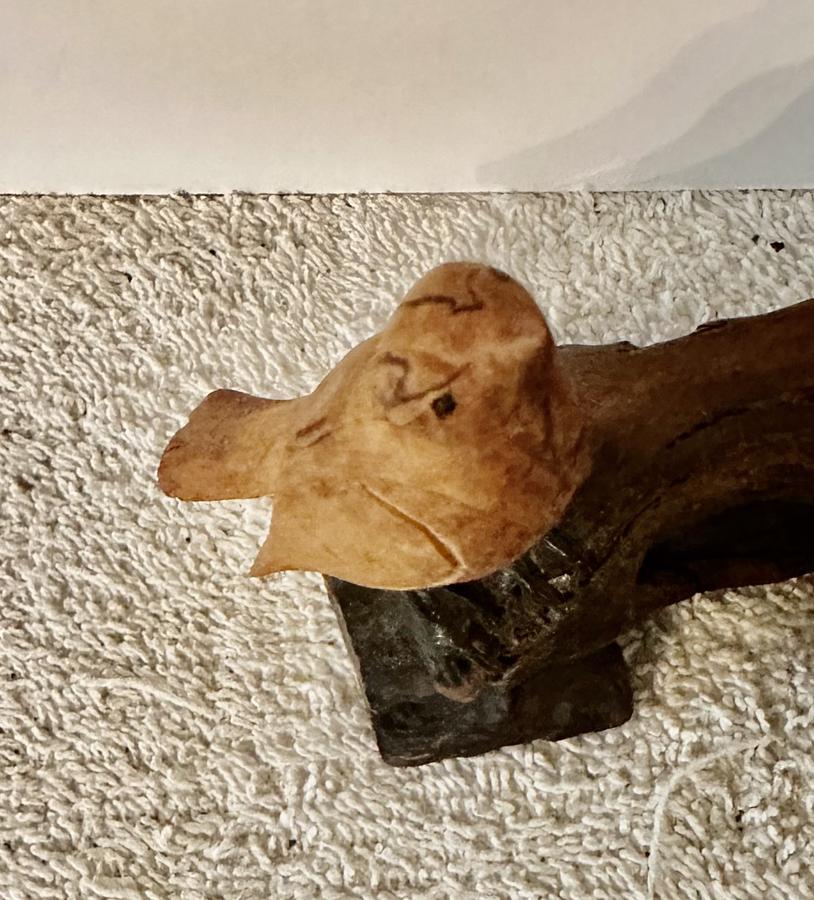 2 Small Carved Songbirds on Stump