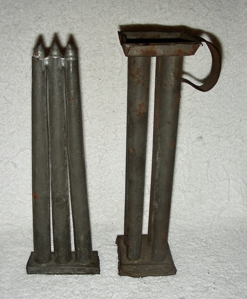 3 & 4 Tube Tin Candle Molds, 19th C.