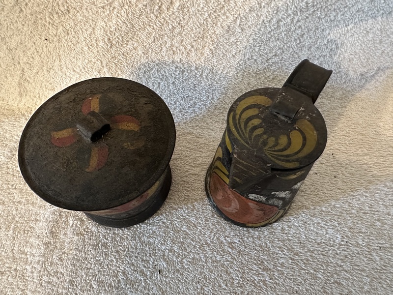 Decorated Tole Creamer & Sugar Bowl