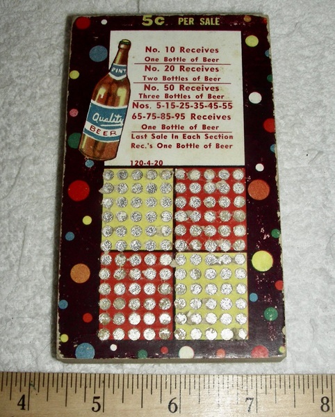 Small BEER Punch Board, c. 1950