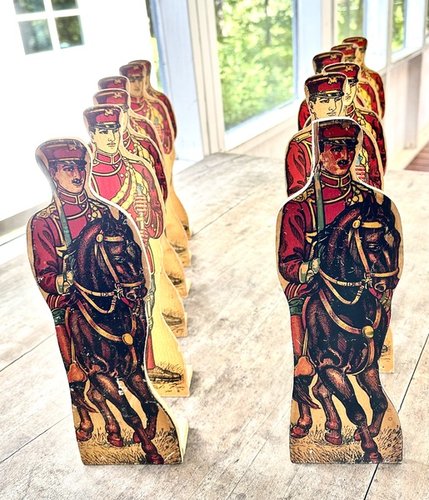 12 Large Cardboard Soldiers w/Stands 19th C.