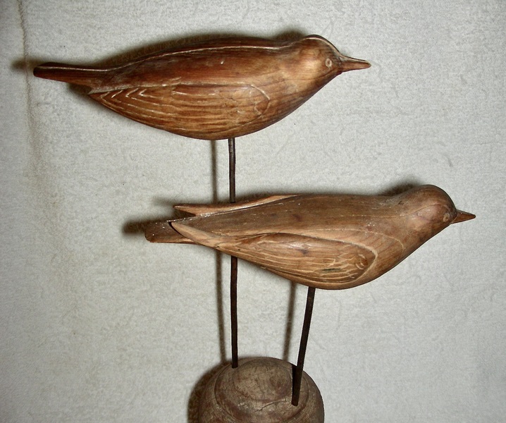 2 Carved Birds on Finial