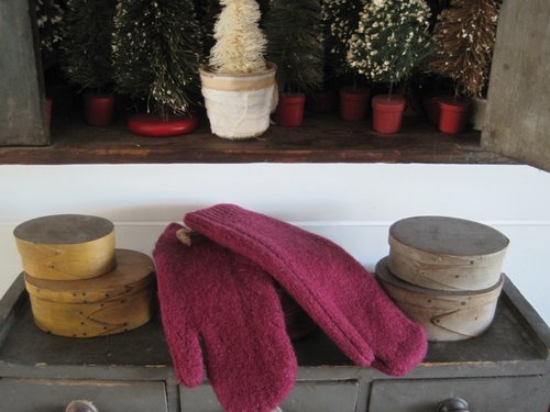 Vintage Ohio Amish Wool Fabric Mittens Handmade
