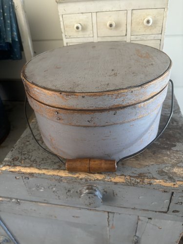 19th Century Orig. Paint Bail Handled Pantry Box
