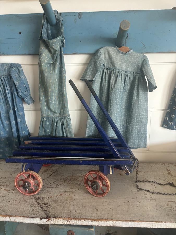 19th Century Original Paint Wood Horse Wagon