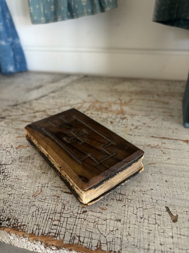 Dated 1902 Antique Mini Bible Wood Cover Unusual