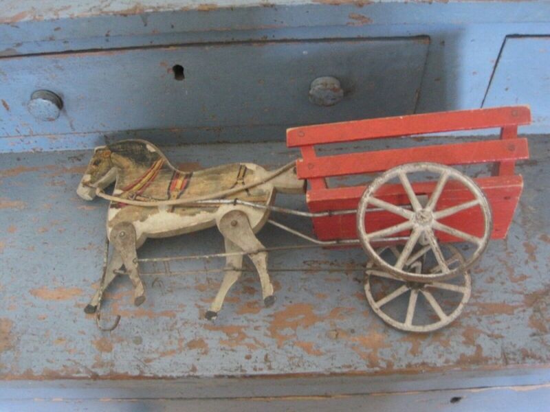 Circa 1911 Gibbs Toy Company Horse Red Wagon