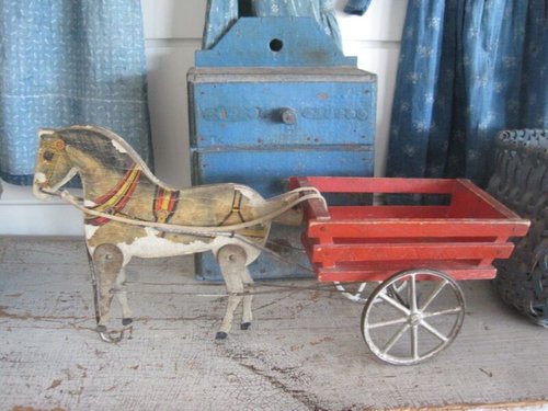 Circa 1911 Gibbs Toy Company Horse Red Wagon