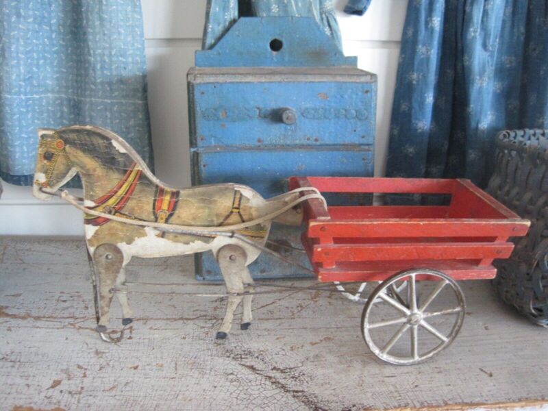 Circa 1911 Gibbs Toy Company Horse Red Wagon