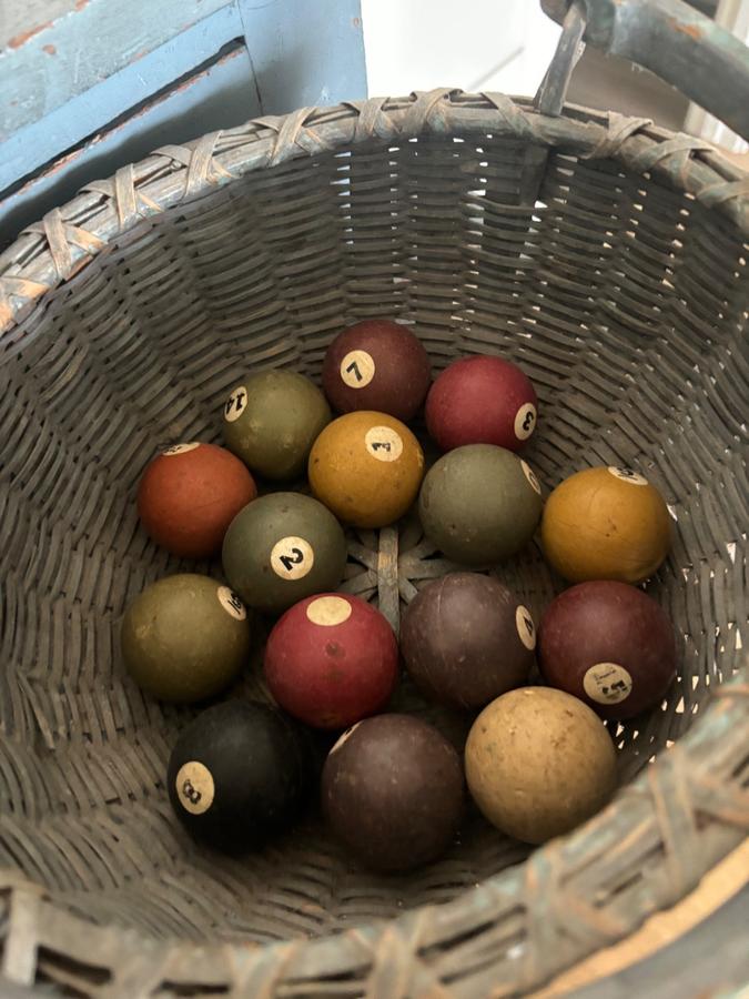 Fifteen Antique Smaller Clay Pool Balls Colorful