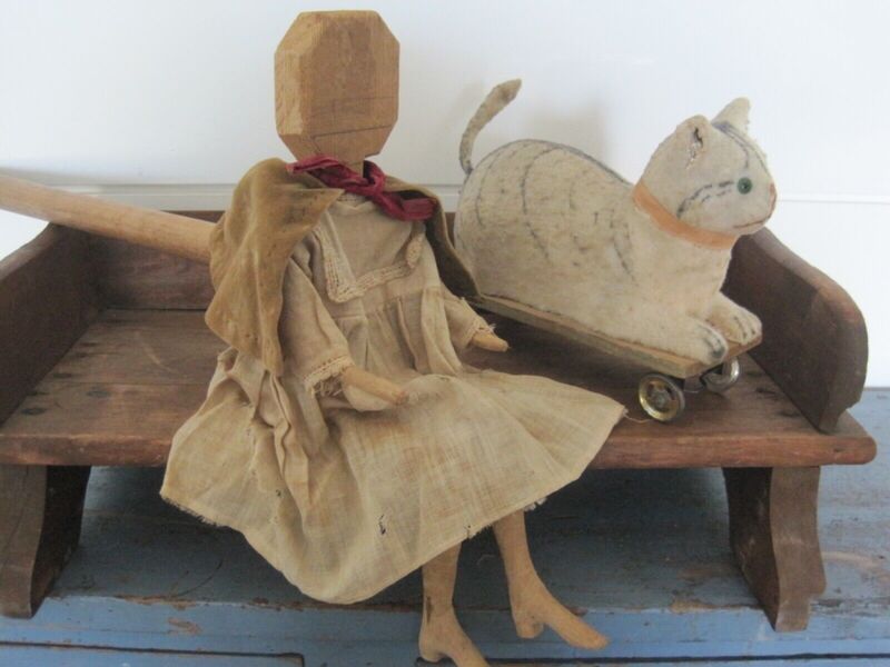 Antique Amish Unusual Wood Handmade Doll Moveable