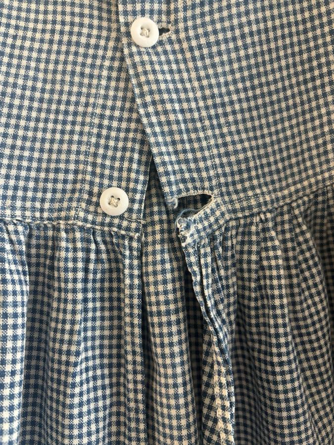 Antique Child's Blue White Homespun Pinafore