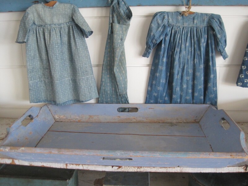 Old Lovely Blue Paint Wood Apple Tray