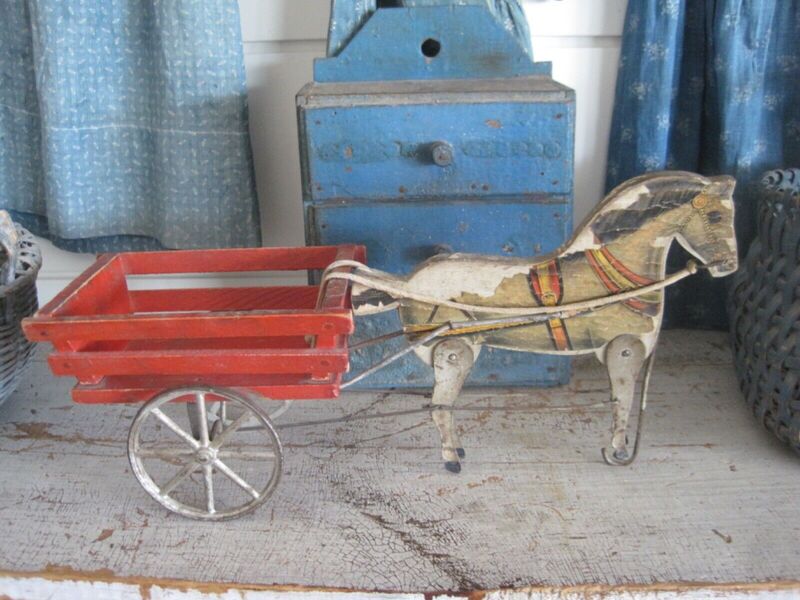 Circa 1911 Gibbs Toy Company Horse Red Wagon