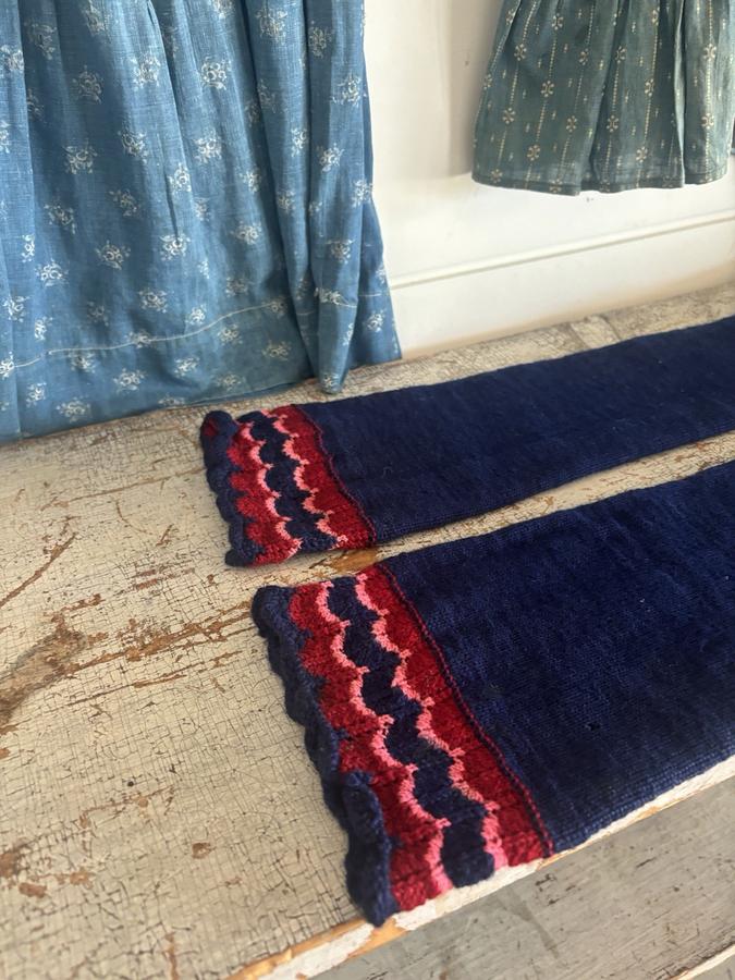 Circa 1920's Pennsylvania Amish Wool Long Stocking