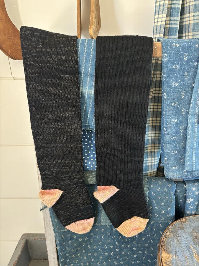 Circa 1920's PA Amish Child Wool Long Stockings