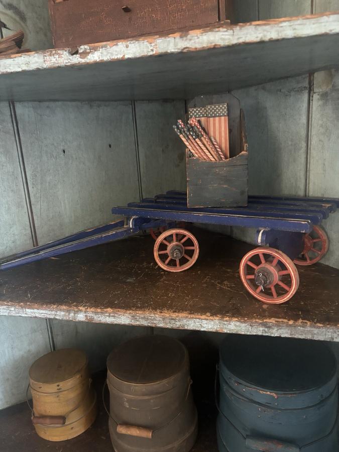 19th Century Original Paint Wood Horse Wagon