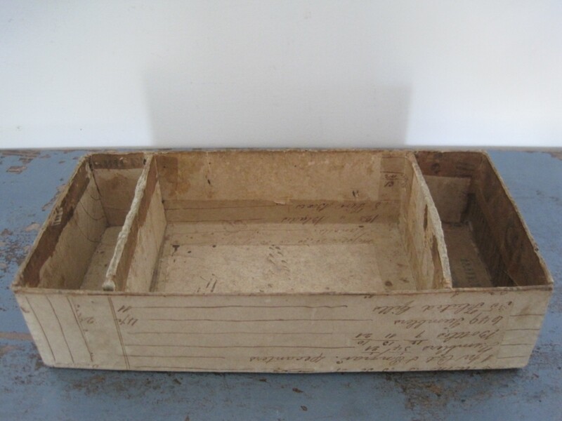 19th Century Wallpaper Sewing Box with Contents