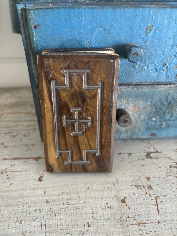 Dated 1902 Antique Mini Bible Wood Cover Unusual