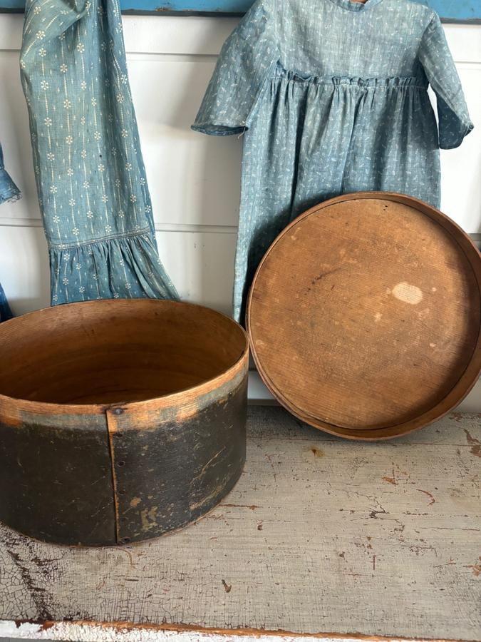 !9th Century Old Black Paint Wood Pantry Box