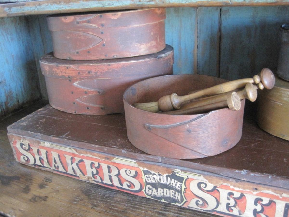 Antique Shaker Orig. Red Paint Wood Measure