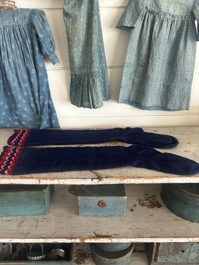 Circa 1920's Pennsylvania Amish Wool Long Stocking