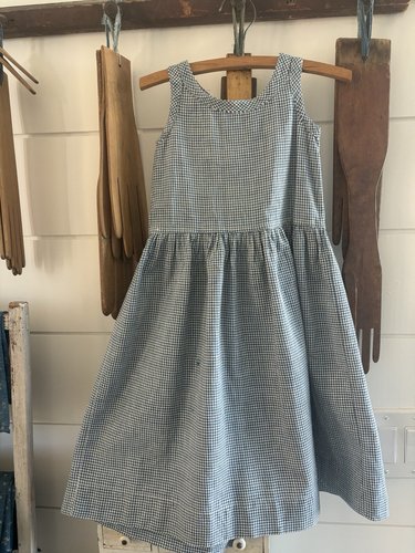 Antique Child's Blue White Homespun Pinafore