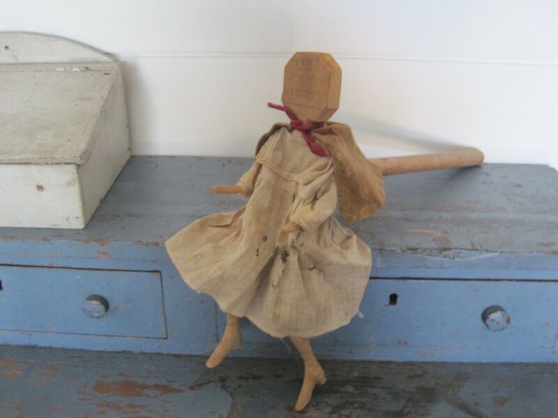 Antique Amish Unusual Wood Handmade Doll Moveable
