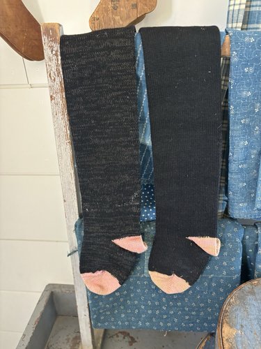 Circa 1920's PA Amish Child Wool Long Stockings