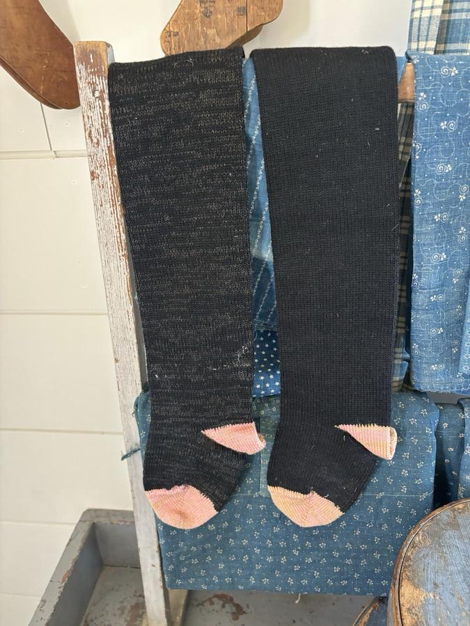 Circa 1920's PA Amish Child Wool Long Stockings