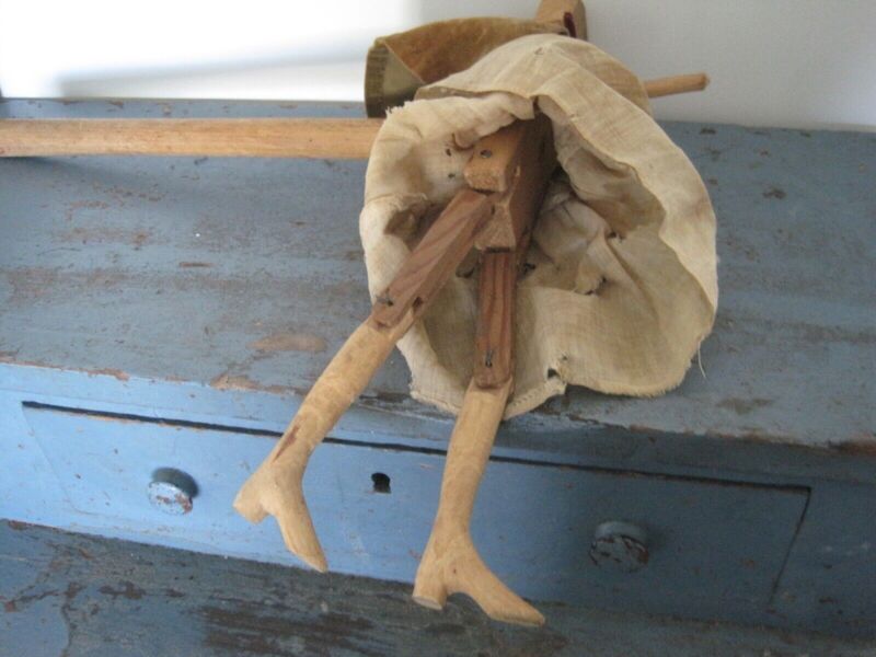 Antique Amish Unusual Wood Handmade Doll Moveable