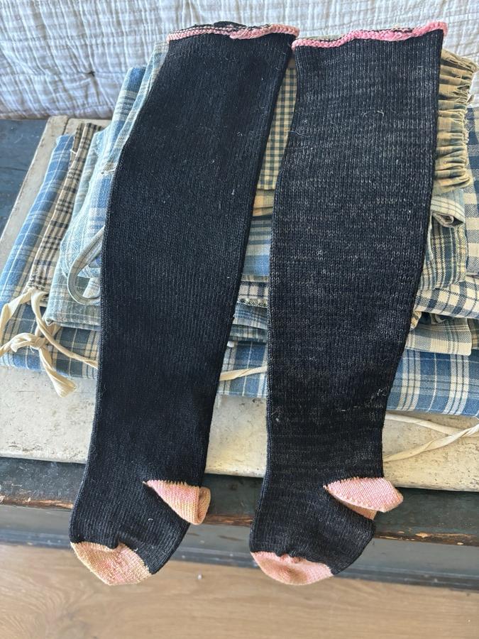 Circa 1920's PA Amish Child Wool Long Stockings