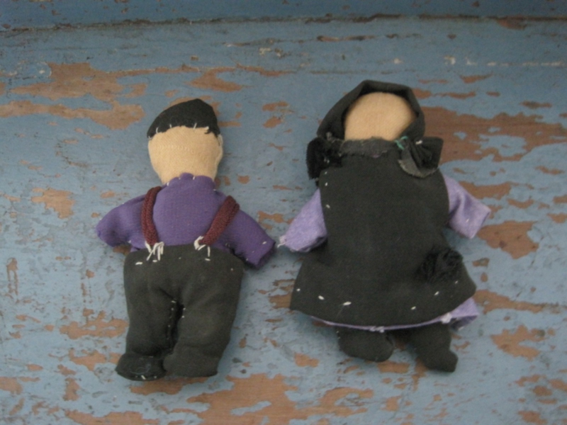 Two Vintage Ohio Amish Cloth Church Rag Dolls