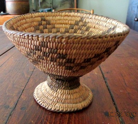 Mid Century Tohono O'Odham Basket On A Pedestal