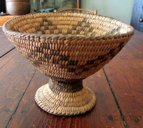 Mid Century Tohono O'Odham Basket On A Pedestal