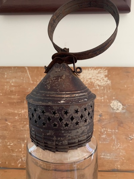 Pierced Tin and glass lantern