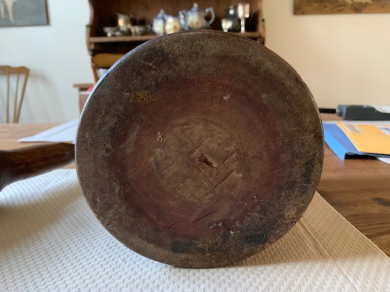 large wooden mortar and pestle