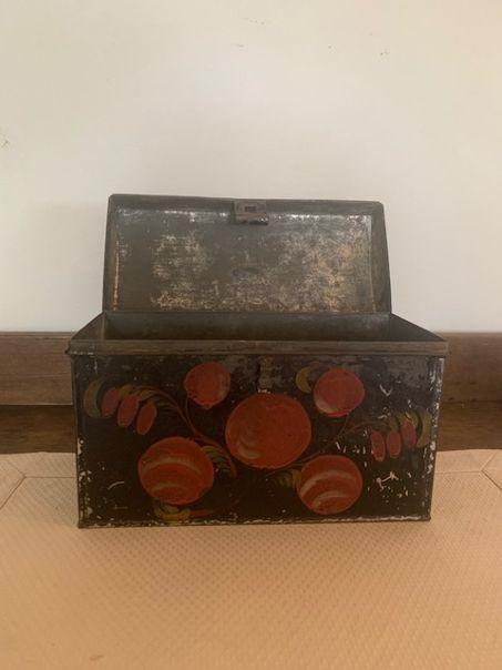 late 19th c. painted toleware domed box