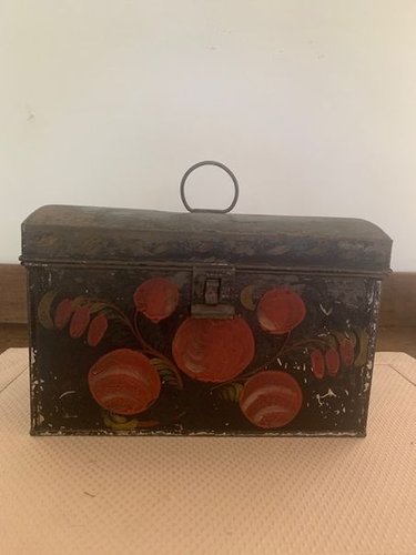 late 19th c. painted toleware domed box