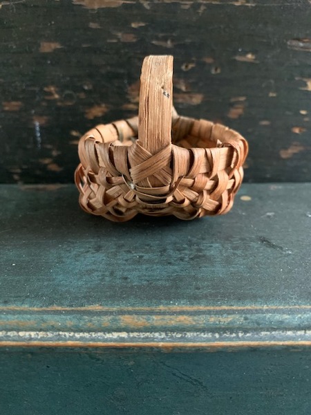 Early, american made miniature buttocks basket