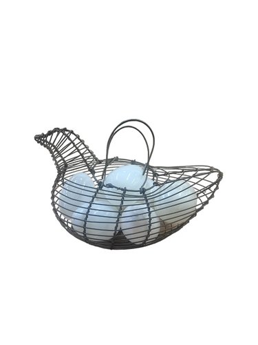 Wire Ware Chicken Shaped Egg Basket with Eggs