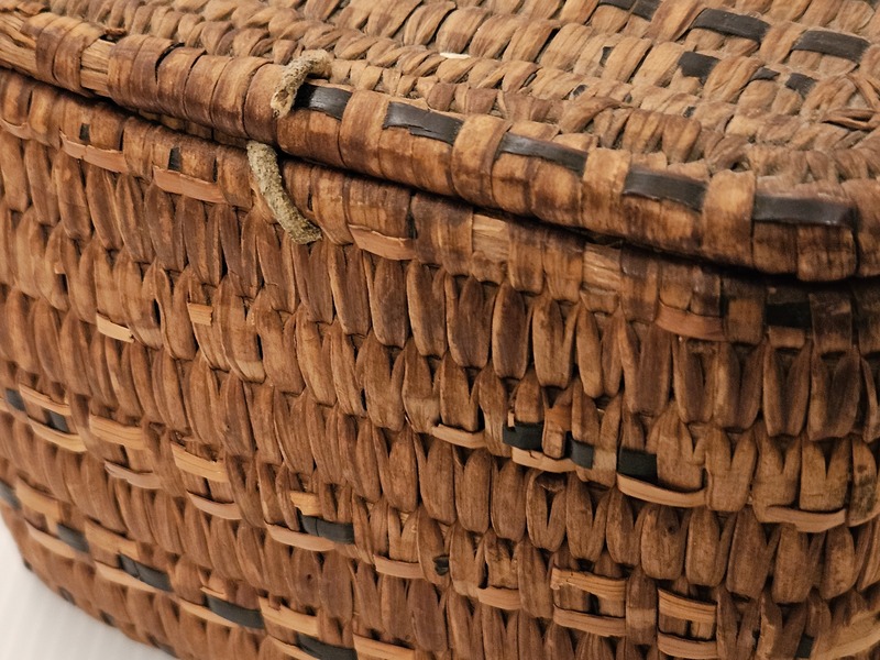 Native American Handwoven Lidded Basket.