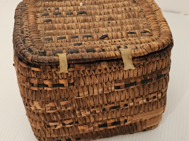 Native American Handwoven Lidded Basket.