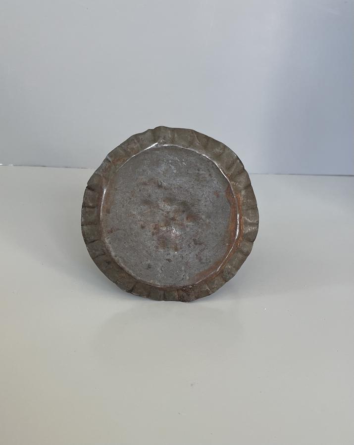 Antique 19thC Sand Weighted Tin Candle Holder
