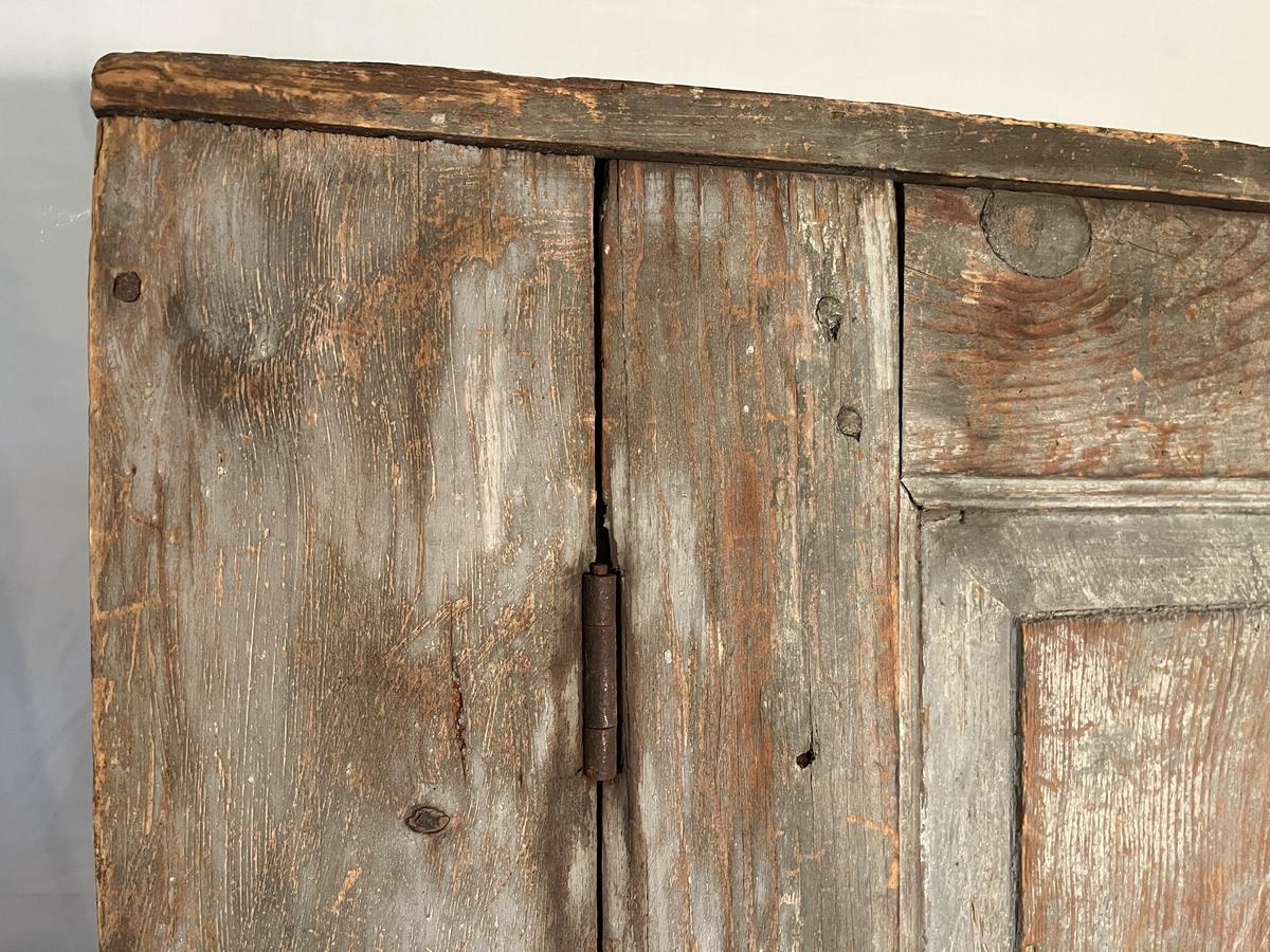 Early19th Century Raised Panel Gray Paint Cupboard